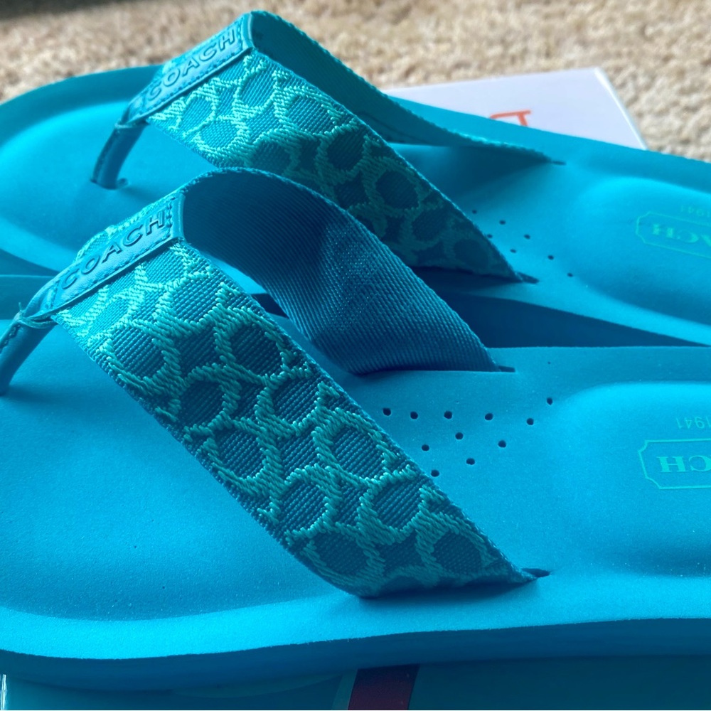 Coach Turquoise Flip Flops